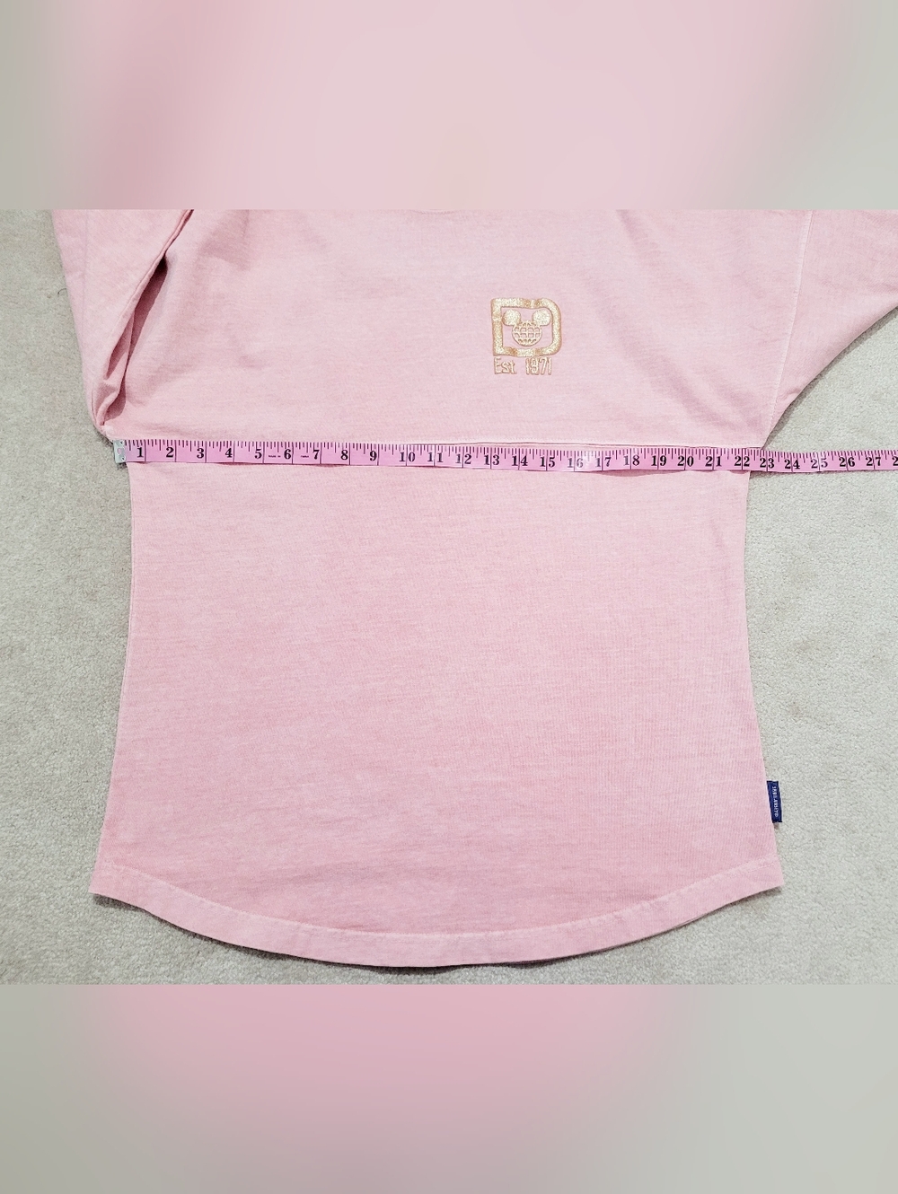 Disney Spirit Jersey Pink Oversized Shirt Women’s Small Gold Glitter Walt Disney - Picture 8 of 13